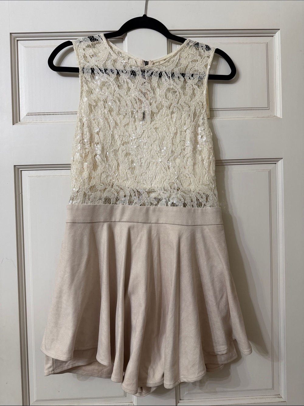 Mustard Seed Cream Lace Bodice and Blush Skirt Formal Dress